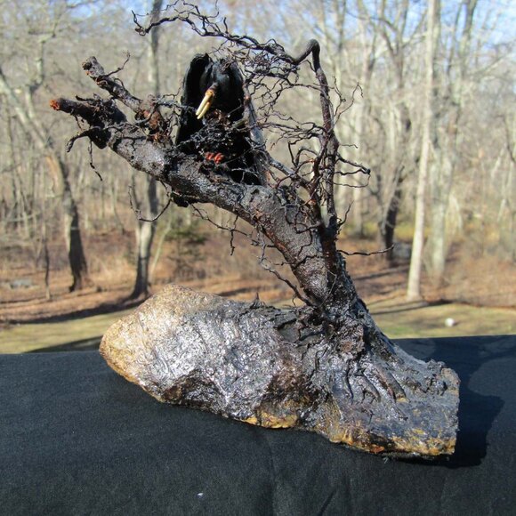 Other - Original ROGER SWEZEY Vulture in Tree Gothic Folk Art Mussel Shells Sculpture